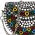 metal mirage silver & multi studs mosaic clutch