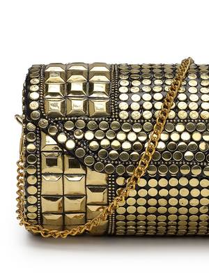 metal mirage metallic gold mosaic clutch 8