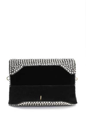 metal mirage metallic silver studded mosaic clutch 7