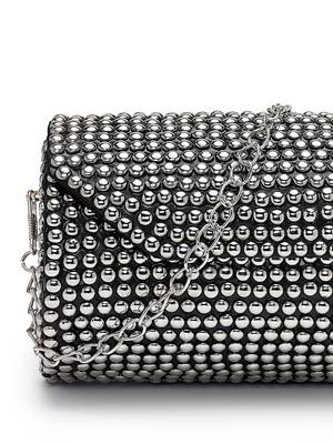 metal mirage metallic silver studded mosaic clutch 8