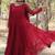 Maroon color embroidered georgette gown with dupatta