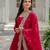 Pink color embroidered georgette gown with dupatta