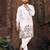 White multi thread work silk straight kurta