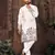 White multi thread work silk straight kurta