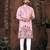 Pink multi thread work silk straight kurta