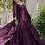 Wine color embroidered georgette gown with dupatta