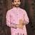 Pink multi thread work silk straight kurta