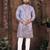 Purple multi thread work silk straight kurta