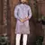 Purple multi thread work silk straight kurta