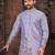 Purple multi thread work silk straight kurta