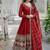 Maroon color sequins multi embroidered georgette gown with dupatta