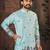 Blue multi thread work silk straight kurta