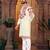White multi thread work silk straight kurta