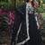 Black color jacquard sequins work georgette gown with dupatta