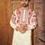 White multi thread work silk straight kurta