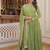 Green color embroidered work georgette gown with dupatta