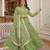 Green color embroidered work georgette gown with dupatta