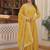 Yellow color embroidered work georgette gown with dupatta