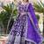 Purple color viscose diable jacquard sequins embroidered work gown with dupatta