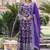 Purple color viscose diable jacquard sequins embroidered work gown with dupatta