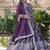 Wine color viscose diable jacquard sequins embroidered work gown with dupatta