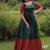 Green color banarasi jacquard weaving gown