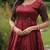Maroon color banarasi jacquard weaving gown