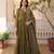 Mehandi green color embroidered work georgette gown with dupatta