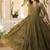 Mehandi green color embroidered work georgette gown with dupatta