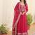 Pink color sequins embroidered work georgette gown with dupatta