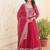 Pink color sequins embroidered work georgette gown with dupatta