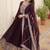 Wine color sequins embroidered work georgette gown with dupatta