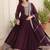 Wine color sequins embroidered work georgette gown with dupatta