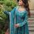 Sky blue color sequins embroidered chinnon gown sharara with dupatta