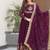 Wine color thread zari sequins embroidered work georgette gown with dupatta