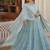 Sky blue color embroidered work georgette gown with dupatta