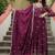 Wine color sequins embroidered chinnon gown sharara with dupatta