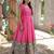 Pink color printed dola silk women's gown