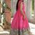 Pink color printed dola silk women's gown