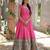 Pink color printed dola silk women's gown