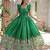 Green color printed dola silk women's gown