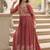 Coffee color sequins embroidered faux georgette gown sharara with dupatta