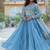 Sky blue color  sequins  embroidered work georgette gown with dupatta