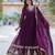 Wine color  zari thread sequins  embroidered work georgette gown with dupatta