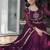 Wine color sequins  embroidered work georgette gown with dupatta