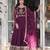 Wine color sequins  embroidered work georgette gown with dupatta