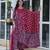 Maroon color pure cotton prinred gown pant dupatta