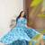 Sky-blue color faux georgette printed flair gown