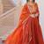 Orange color fendi silk zari sequins work gown dupatta