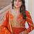Orange color fendi silk zari sequins work gown dupatta